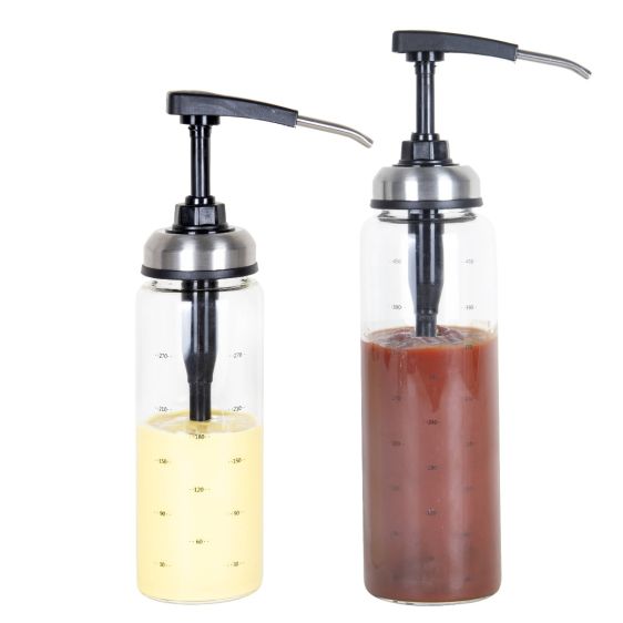 Glass Sauce and Syrup Dispenser Pump Bottle