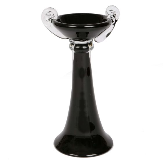 Vintage Style Black Candle Holder - Handmade Glass