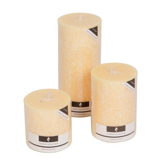Stone Round Pillar Candle - Creamy Orange