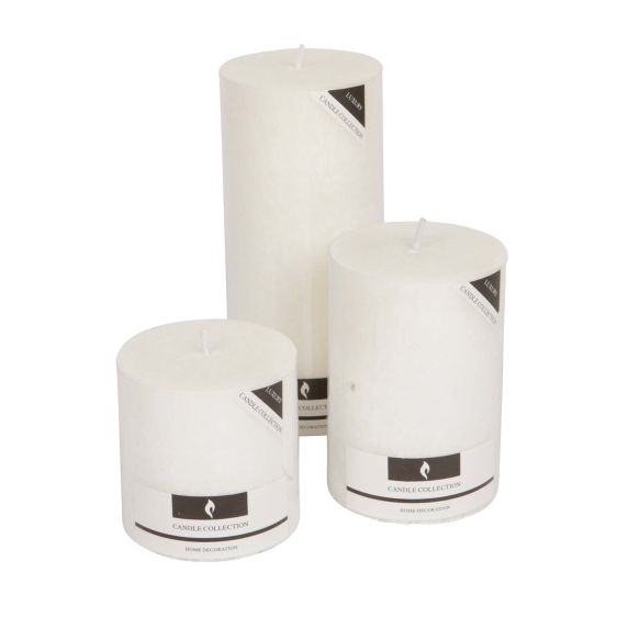 Stone Round Pillar Candle - Ivory