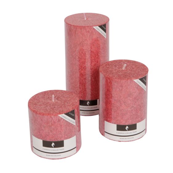 Stone Round Pillar Candle - Red