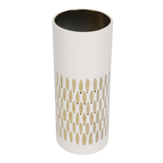 Gold & White Oval Cylinder Vase