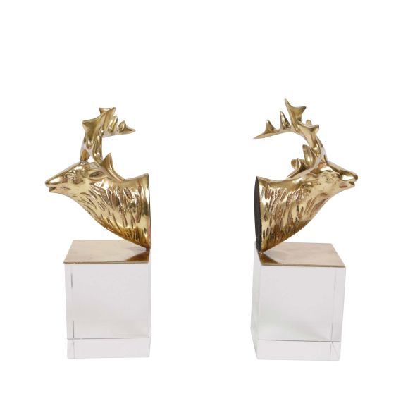 Stag Head Crystal Bookend