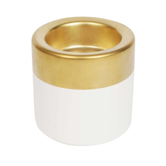 Ceramic Candle Holder - White & Gold