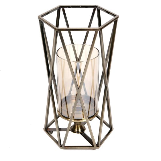 Diamond Wired Brass Candle Holder