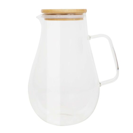 Oval Bottom Glass Jug with Bamboo Lid