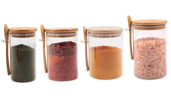 Glass Jar with Bamboo Lid and Spoon
