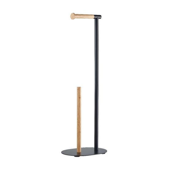 Bamboo and Metal Toilet Paper Holder and Butler