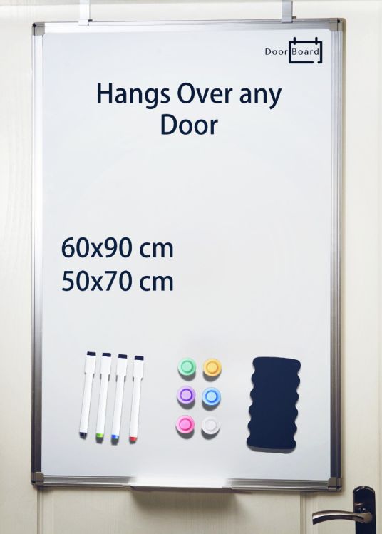 DoorBoard Magnetic Whiteboard with Aluminum Frame and Accessories