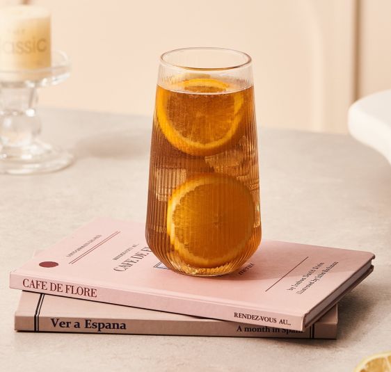 Striped Highball Drinking Glasses for Cocktails & Cold Beverages