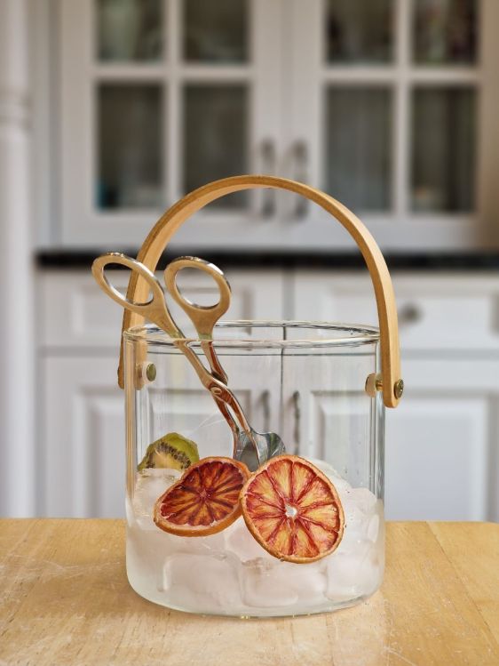 Glass Ice Bucket with Wooden Handle
