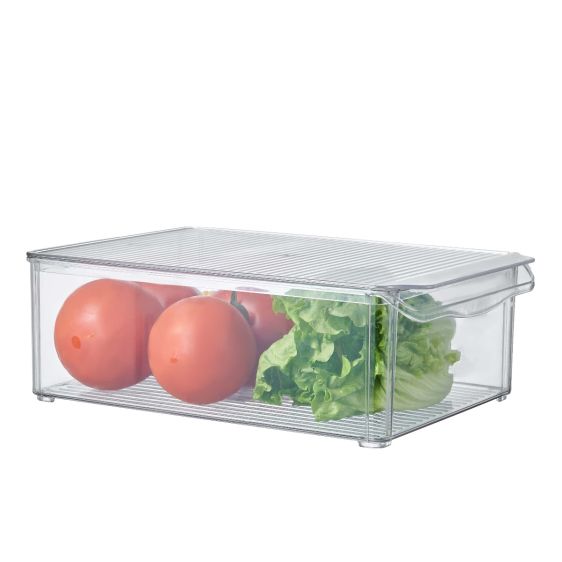 Stackable Fridge Storage Organiser Bin with Lid