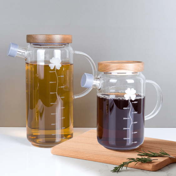 Glass Oil and Vinegar Bottle with Acacia Wooden Lid
