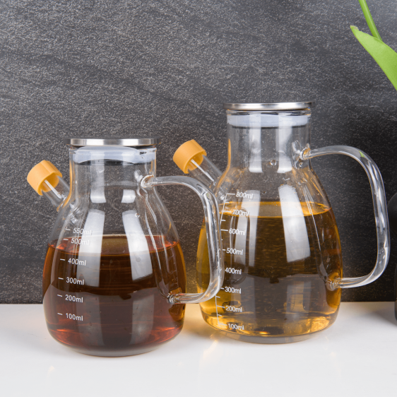 Glass Oil and Vinegar Bottle with Stainless Steel Lid