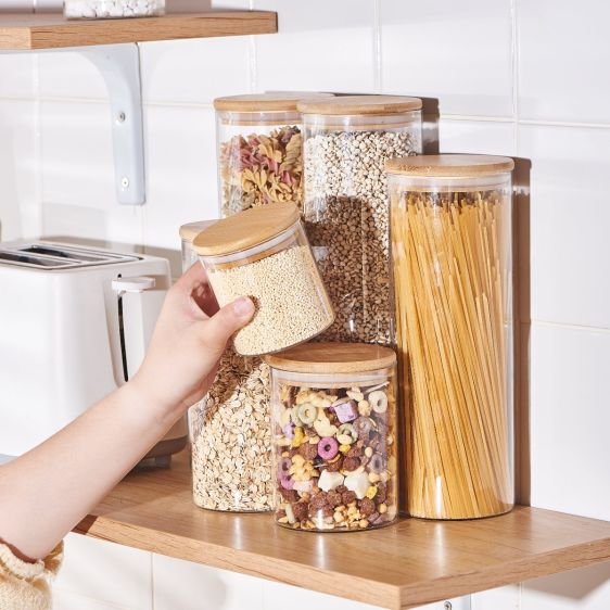 Round Glass Storage Jar with Bamboo Lid