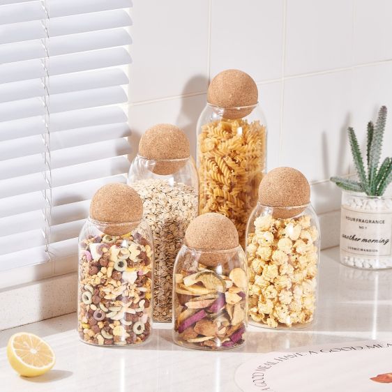 Glass Storage Jar with Cork Ball Lid