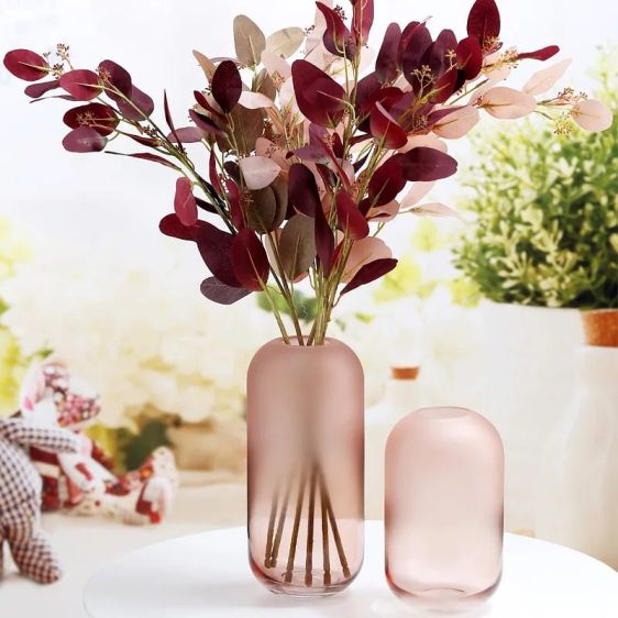 Pink Misty Rose Glass Flower Vase