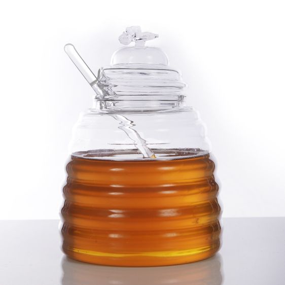 Handmade Glass Honey Pot