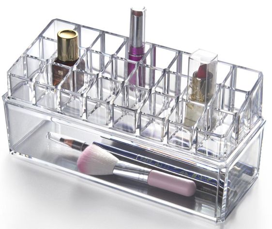 2-Tier Cosmetic Organiser Box and Nail Polish Holder, 11 x 23.30cm