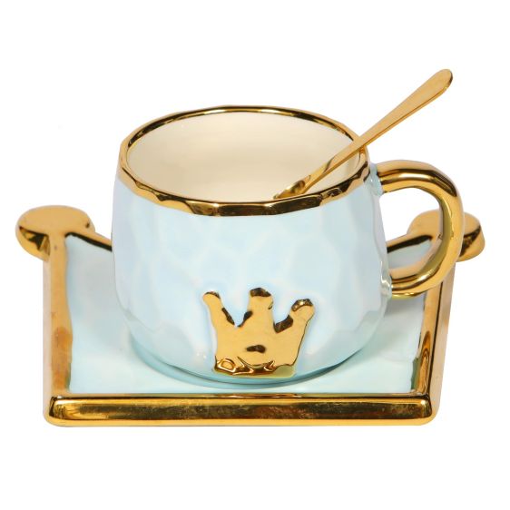 Crown Coffee Mug Set - Blue - Blue