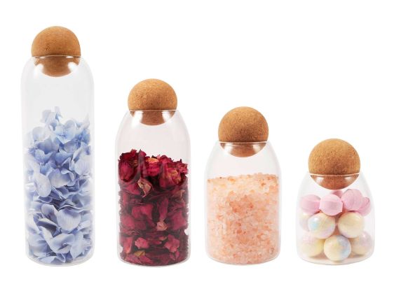 Glass Jar with Cork Ball