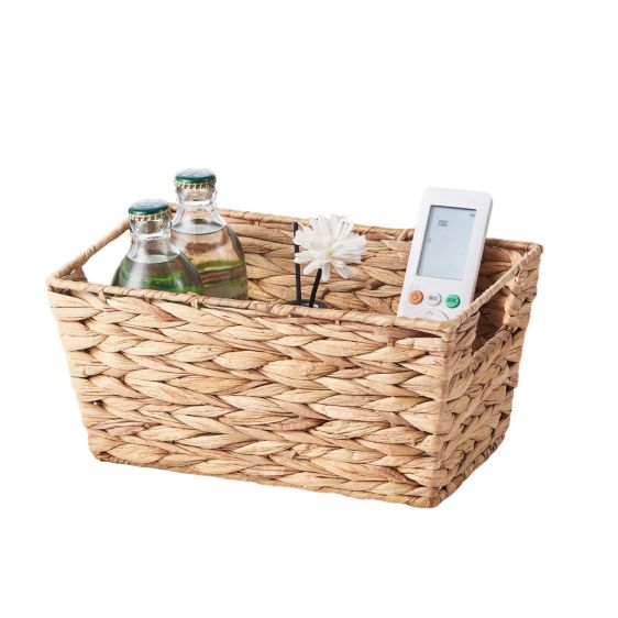 Stackable Water Hyacinth Wicker Storage Basket with Handles