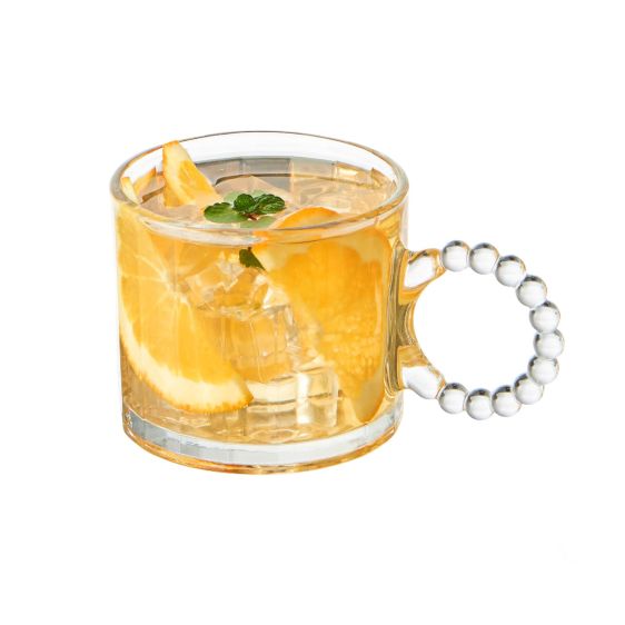 Striped Glass Cup with Beaded Handle