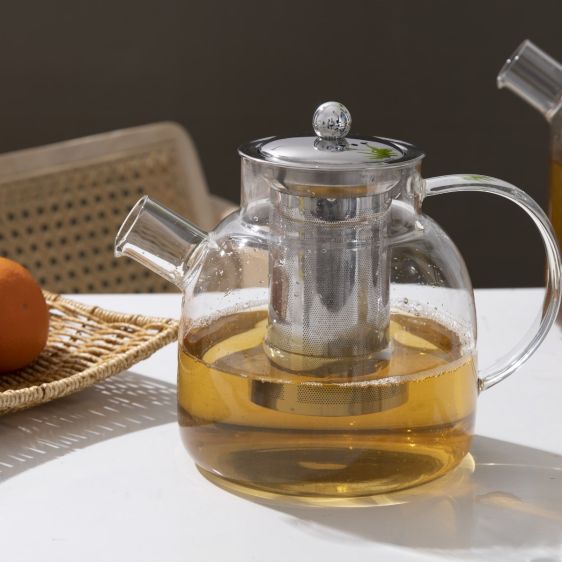 Glass Teapot with Stainless Steel Infuser and Lid
