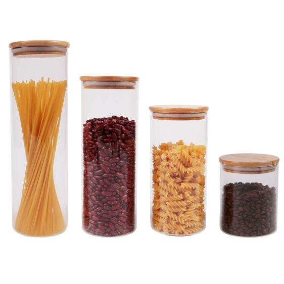 Steviieden 25 OZ Large Airtight Glass Jars with Bamboo Spoons Lids