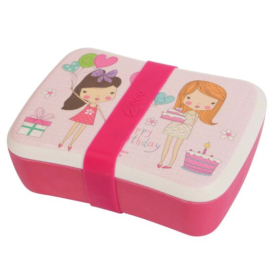 Girly Birthday Kid's Bamboo Lunch Box with Separate Container