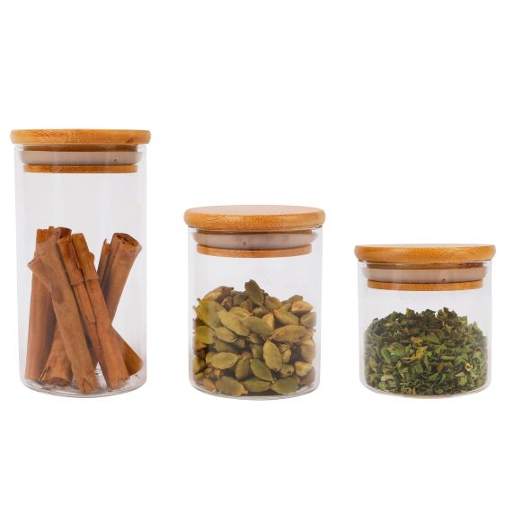 Little Glass Jar with Bamboo Lid