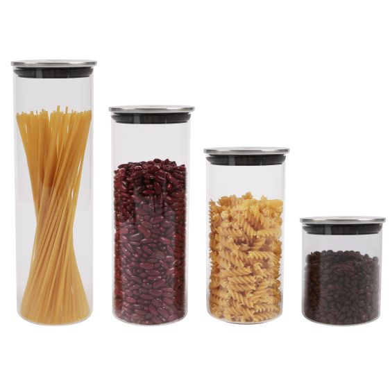 ORNAMI Set of 6 Glass Clear Airtight Spice Jars with Eco-friendly