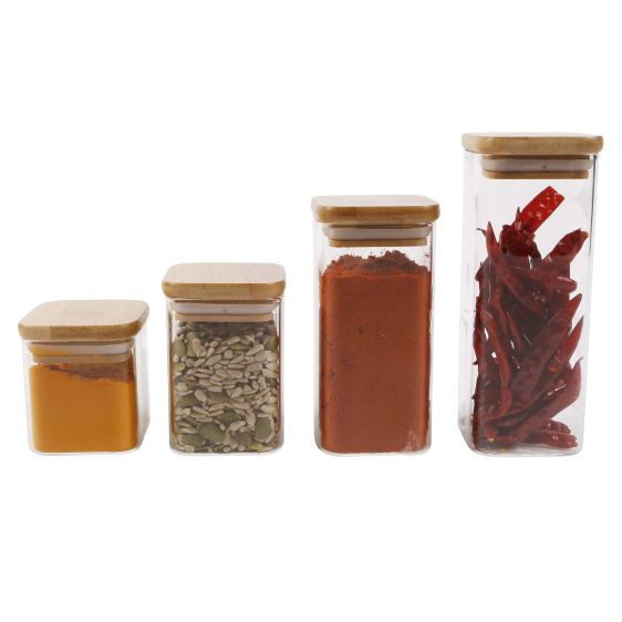 STARSIDE 6 oz Glass Jars with Bamboo Lids,Set of 15 Empty Spice