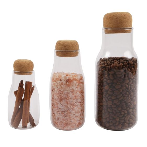 OBLONG GLASS JAR WITH CORK LID