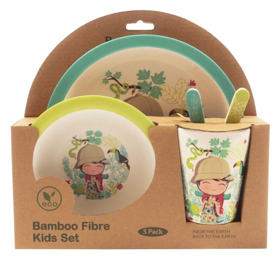 Jungle Boy Kid's Bamboo Dinner Set - 5 Piece