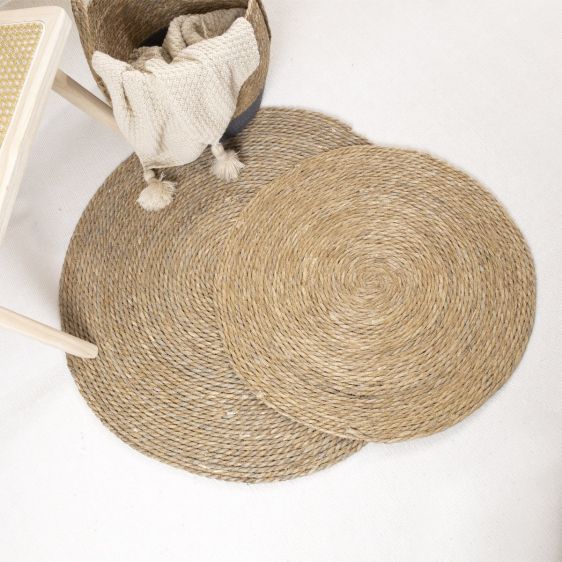 Round Natural Straw Woven Carpet Floor Mat