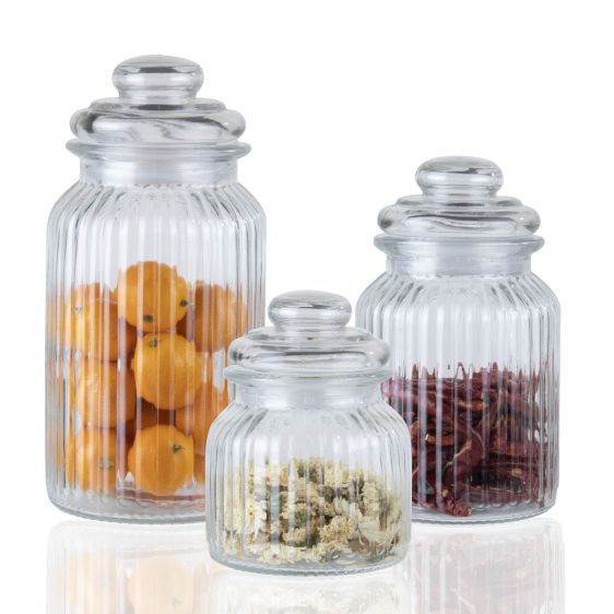  6951/6975 RIBBED GLASS JAR WITH LID