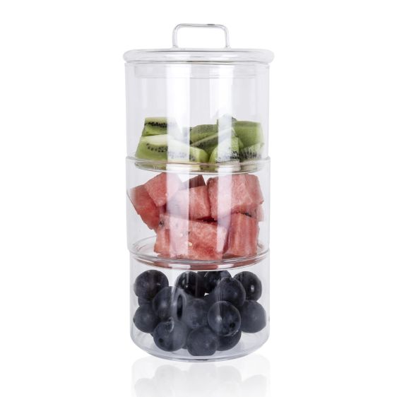 Stackable Glass Jar with Glass Lid, 3-Layer