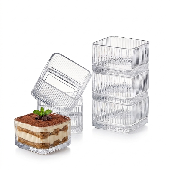 Set of 6 Ribbed Glass Dip Bowls