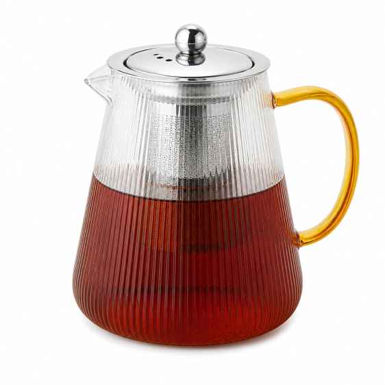 Aura Ribbed Glass Teapot with Infuser