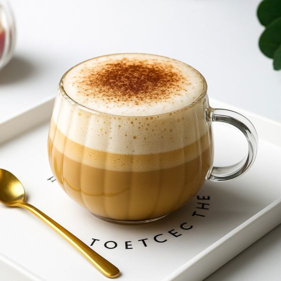 Striped Glass Tea & Cappuccino Cup with Handle