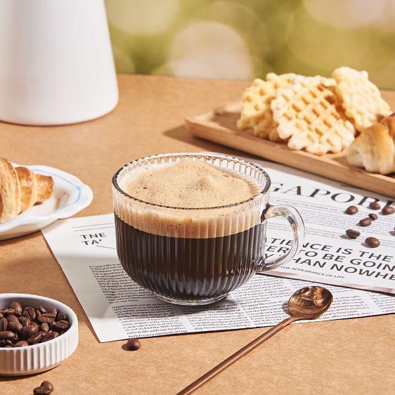 Aura Ribbed Glass Tea & Coffee Cup