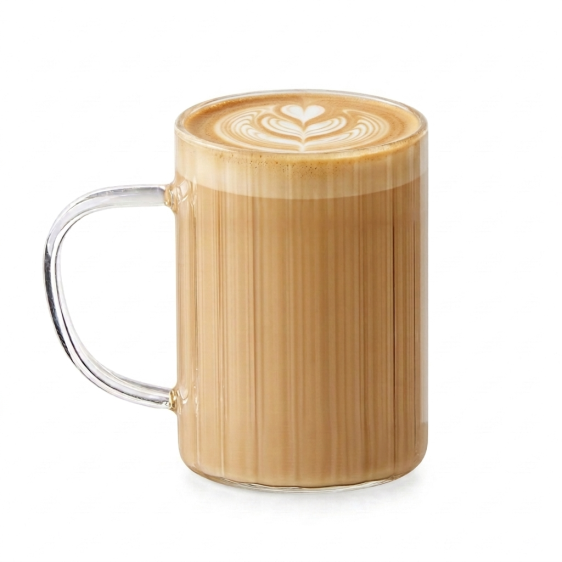 Ribbed Glass Coffee Cup with Handle