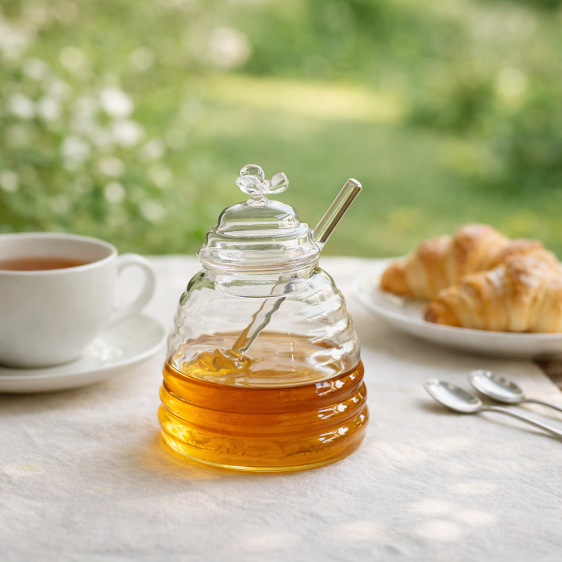 Handmade Glass Honey Pot