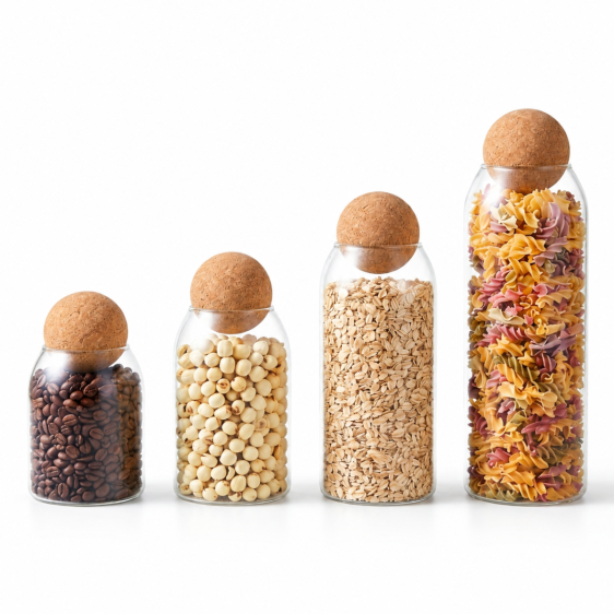 Glass Storage Jar with Cork Ball Lid