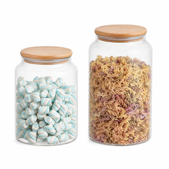 Wide Mouth Glass Jar with Bamboo Lid
