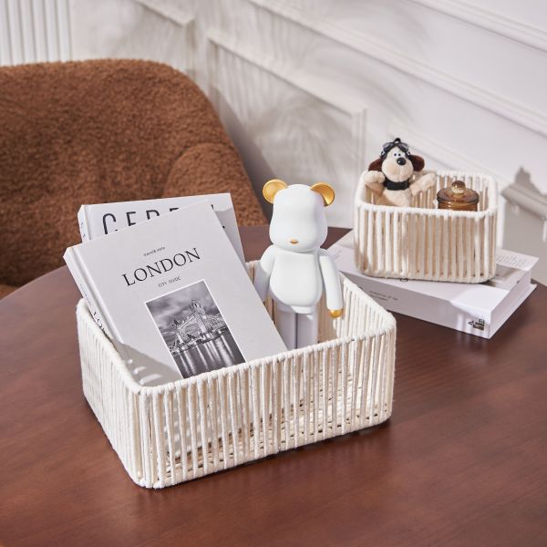 Set of 3 Stackable Nordic Cotton Rope Storage Baskets