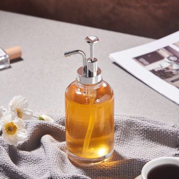 Multi-purpose Refillable glass bottle with pump for syrup and honey