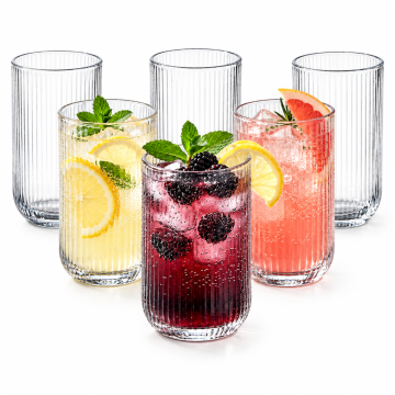 Set of 6 Linea Ribbed Drinking Glasses