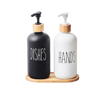 Glass Hand & Dish Soap Dispenser Set 